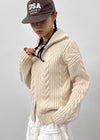 [MADE] Stevie Cable High Neck Knit Zip-up