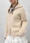 [MADE] Stevie Cable High Neck Knit Zip-up