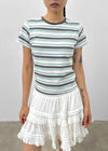 Hacking Stripe Color Block Short Sleeve T-shirt