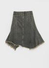 Clump-cut Denim Midi Skirt