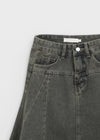 Clump-cut Denim Midi Skirt