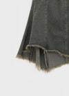 Clump-cut Denim Midi Skirt