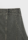 Clump-cut Denim Midi Skirt