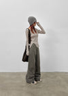 Mutsuri Pocket Wide Cotton Pants