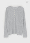 Lambdo Loose Fit Henley Neck Knit Long Sleeve T-shirt
