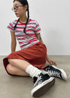 Hacking Stripe Color Block Short Sleeve T-shirt