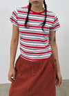 Hacking Stripe Color Block Short Sleeve T-shirt