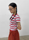Hacking Stripe Color Block Short Sleeve T-shirt