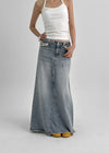 Country Fringe Denim Long Skirt (belt Set)