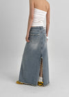 Country Fringe Denim Long Skirt (belt Set)