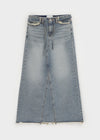 Country Fringe Denim Long Skirt (belt Set)