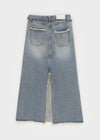 Country Fringe Denim Long Skirt (belt Set)
