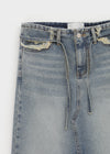 Country Fringe Denim Long Skirt (belt Set)