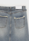 Country Fringe Denim Long Skirt (belt Set)
