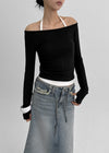 [MADE] Birche-ga Wool Off-Shoulder Long Sleeve T-Shirt