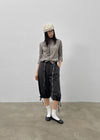Zuk Wrinkle Pleated Linen 3/4 Length Blouse