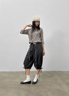 Zuk Wrinkle Pleated Linen 3/4 Length Blouse