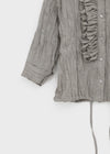 Zuk Wrinkle Pleated Linen 3/4 Length Blouse