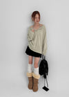Deving Stripe Shirring Mini Skirt Pants