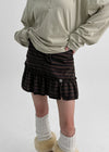 Deving Stripe Shirring Mini Skirt Pants