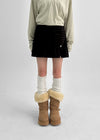 Deving Stripe Shirring Mini Skirt Pants