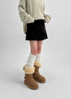 Deving Stripe Shirring Mini Skirt Pants