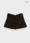Deving Stripe Shirring Mini Skirt Pants