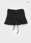 Deving Stripe Shirring Mini Skirt Pants