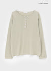 Diamon Loose Fit Henley Neck Long Sleeve Tee