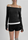 [MADE] Birche-ga Wool Off-Shoulder Long Sleeve T-Shirt