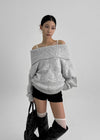 Kened Punching Off-shoulder Wool Knit