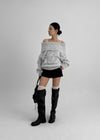 Kened Punching Off-shoulder Wool Knit