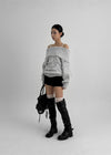 Kened Punching Off-shoulder Wool Knit