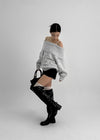 Kened Punching Off-shoulder Wool Knit