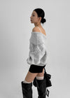 Kened Punching Off-shoulder Wool Knit