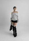Kened Punching Off-shoulder Wool Knit