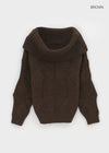 Kened Punching Off-shoulder Wool Knit