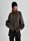 Tuatu High-neck Leather Jumper