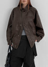 Tuatu High-neck Leather Jumper