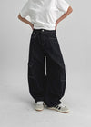 Benyun Non-fade Raw Balloon Cargo Denim Pants