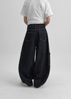 Benyun Non-fade Raw Balloon Cargo Denim Pants
