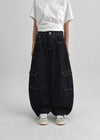 Benyun Non-fade Raw Balloon Cargo Denim Pants