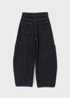 Benyun Non-fade Raw Balloon Cargo Denim Pants