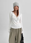Kidte Henley Neck Button Long Sleeve T-shirt