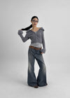 Dencel Fur Collar Knit Zip-Up