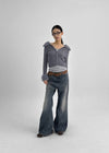 Dencel Fur Collar Knit Zip-Up