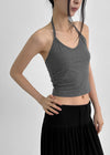 Popoa Set - Striped Long-sleeved T-shirt, Halter Top