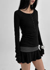 [MADE] Keshire Button Long Sleeve T-shirt