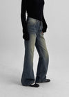 Calf Vintage Washed Bootcut Denim Pants