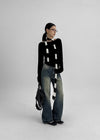 Calf Vintage Washed Bootcut Denim Pants